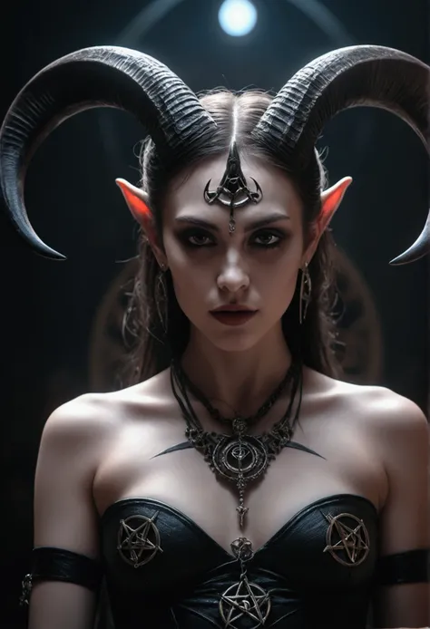 detailed topless yong girl, baphomet horns, intricate occult symbol, dark fantasy, dark magic, high contrast, cinematic lighting, dramatic composition, gothic, mystical, esoteric, (best quality,4k,8k,highres,masterpiece:1.2),ultra-detailed,(realistic,photo...