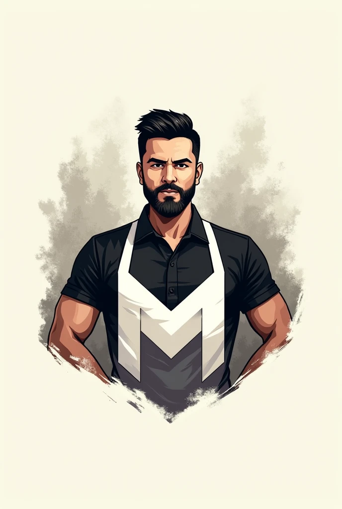 Create a logo with 3 M that means MixMasterMax logo for tiktok that talks about a cocktail and bartender business for events or private parties where the person in the middle has a black shirt and a white vest and that is abstract 