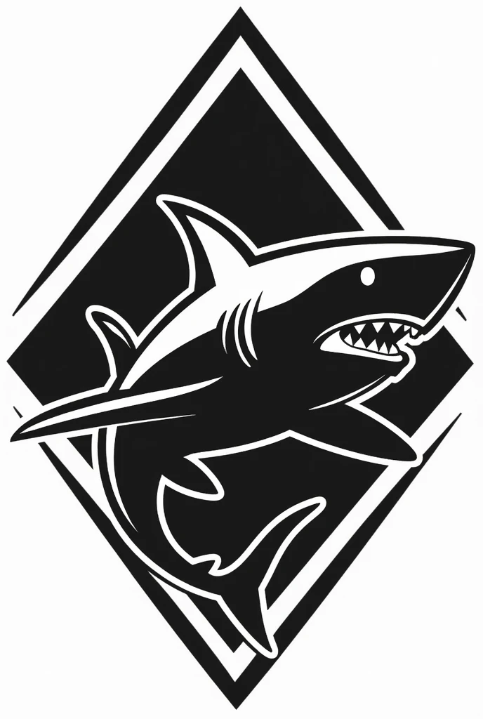 Diamond shark sticker Black and white