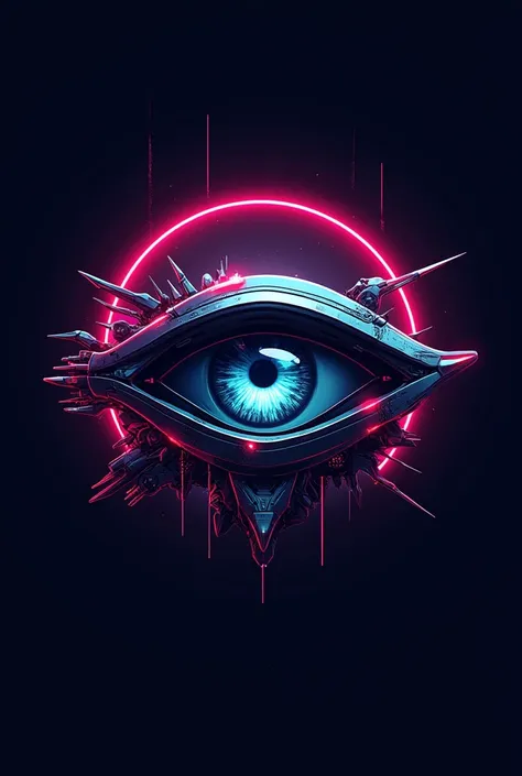 Logo, one eye, eye futuristics, cyberpunk, claw, neon, futuristic element, ai