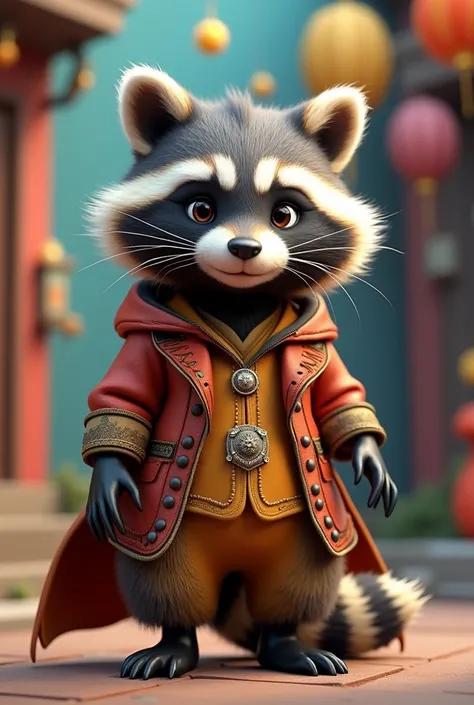 Adult male raccoon, in costume 