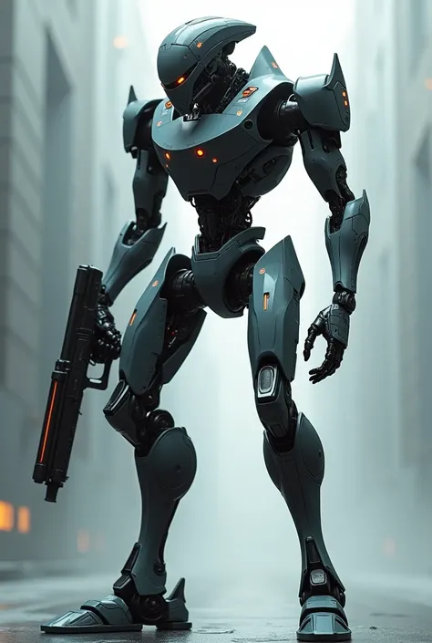 Slim Agressive ai 
Robot staning holding a gun