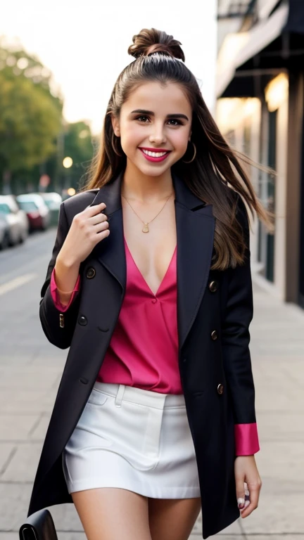 Carly Rose Sonenclar wearing sexy youth style clothes with lipstick and smiling