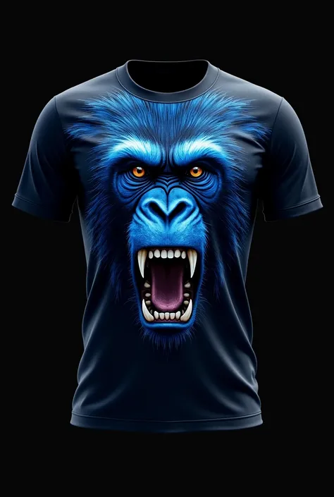 Black football shirt with a blue ferocious monkey on it
