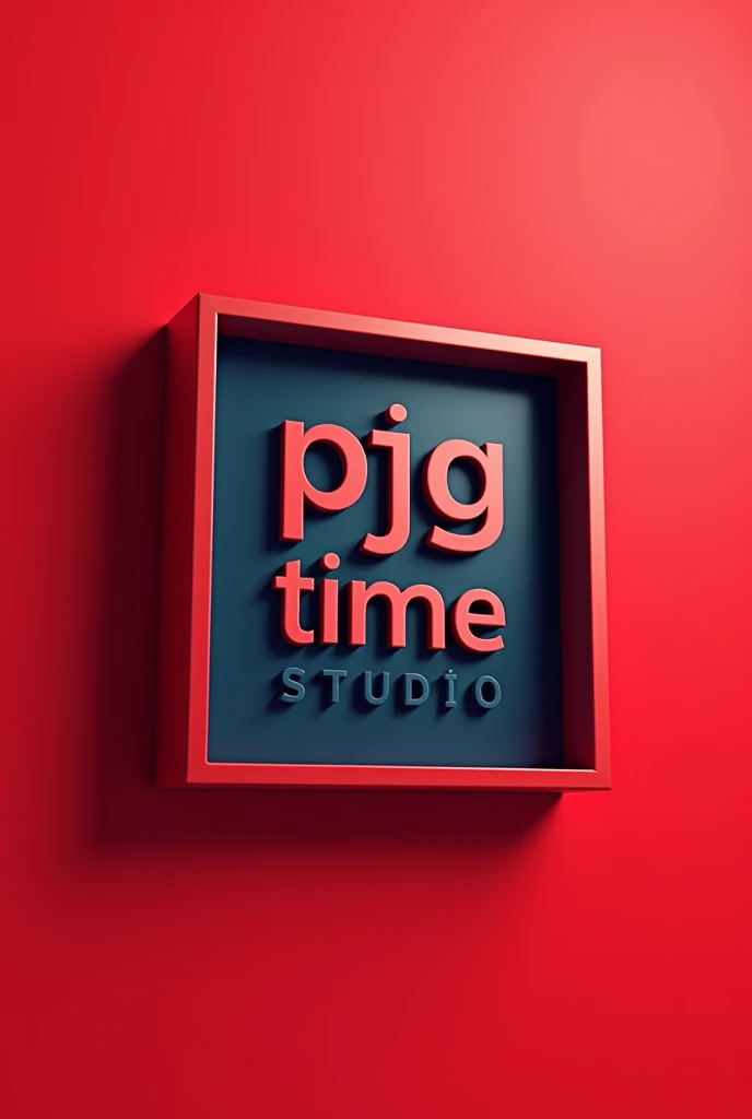 Quiero una imagen de un logo tipo 4 j studio con un fondo rojo and que en vez de 4j estudio aparezca aparezca estas palabras"PJG time studio"and quiero que esa palabra la encierres en un cuadrado tipo Minecraft pero quiero más profesional quiero 2D tipo me...