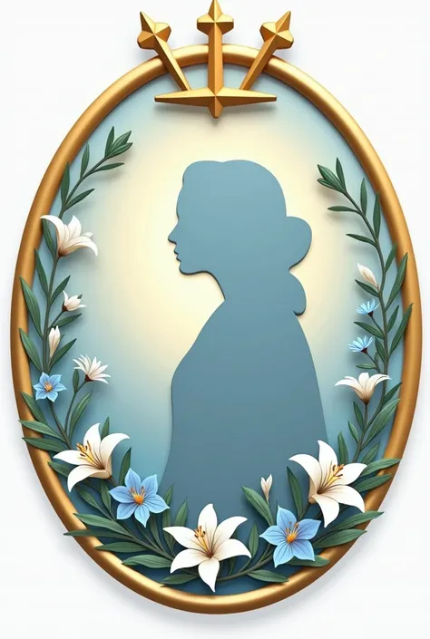 Badge of Saint Florence Nightingale with three points at the top and gold borders, her name and a frontal photo of her in the centre 1. **Nursing lamp**: It represents light and dedication in caring for the sick., symbolizing their role in improving health...