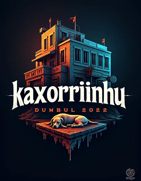 Logo ultimate, TEXT: “ Kaxorrinhu” the pistol shooter CS:GO PLAYER, Scenery dog sleeping on base counter-strike mirage map. ((more detail, enhanced, poakl))