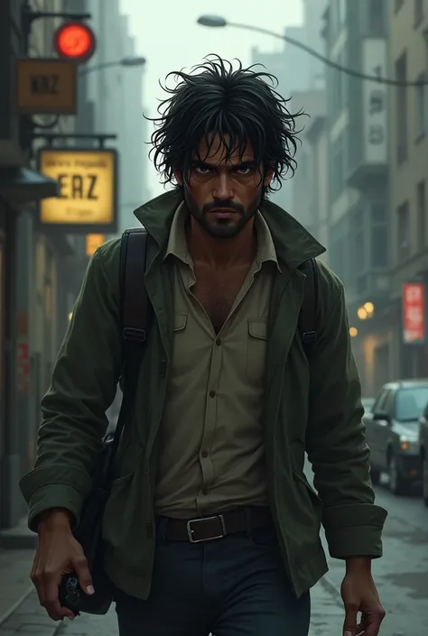 Juan is a tall, thin man., with dark and disheveled hair. His brown eyes are surrounded by dark circles, which reveals his tiredness and hopelessness. He has a few days&#39; worth of beard on his way to the subway