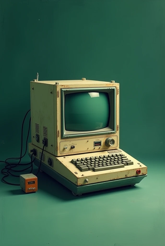 Make me a 1970&#39;s computer with a green background 