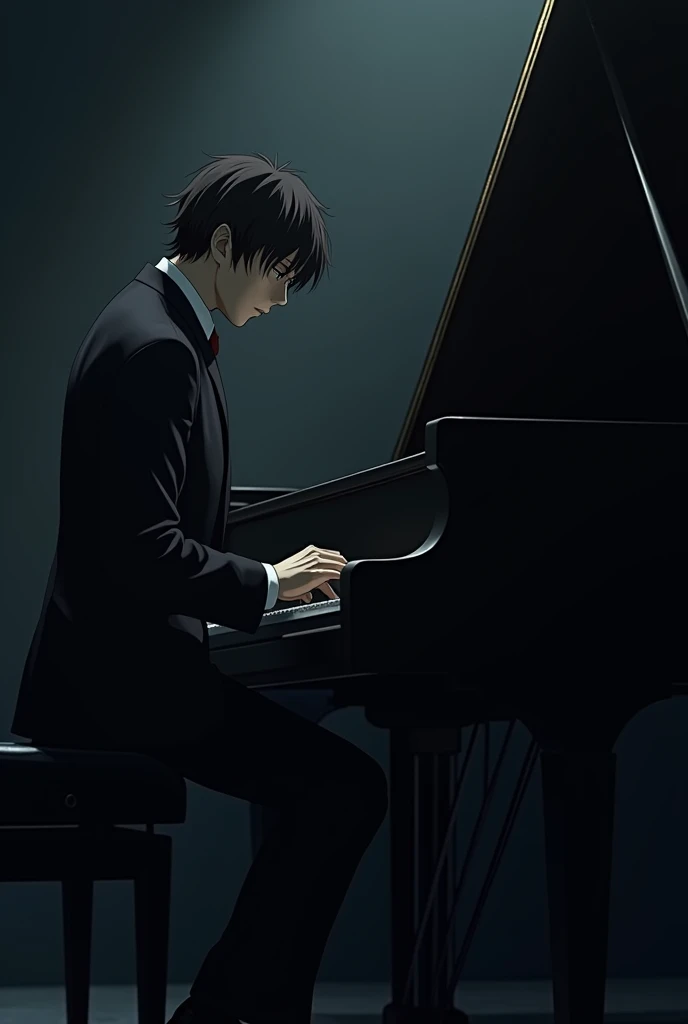 Anime Dazai Osamu Touching a Piano