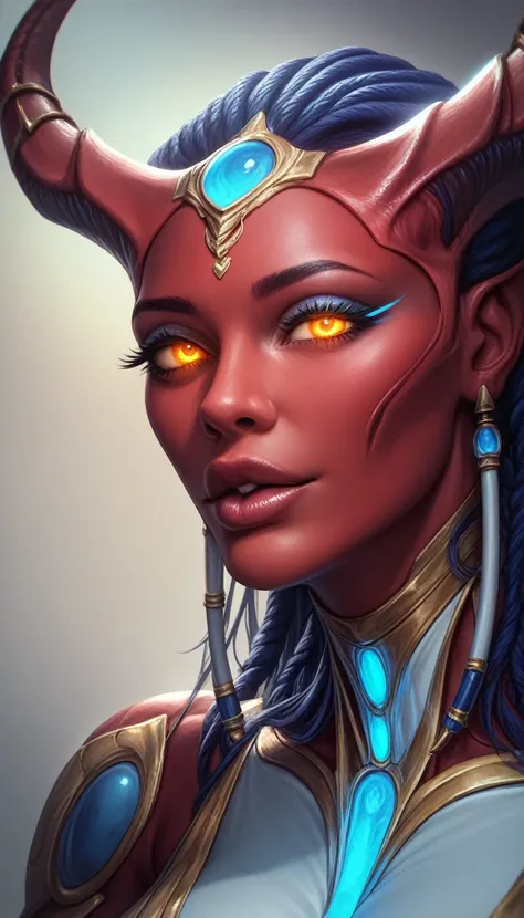 a muscular and sexy naked female red skin alien, beautiful detailed eyes, beautiful detailed lips, extremely detailed eyes and f...