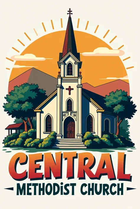 Logo for Central Methodist Church in Bacaxa. with writing in Portuguese. 80’s