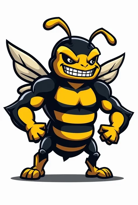 Logo for an athletic production engineering mascot bee with a bad face