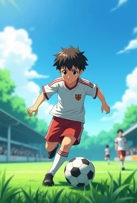 masterpiece, High resolution, anime, boy in love playing football 