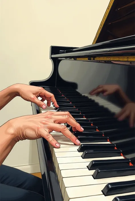 Hands playing piano (IN HAND DRAWING 