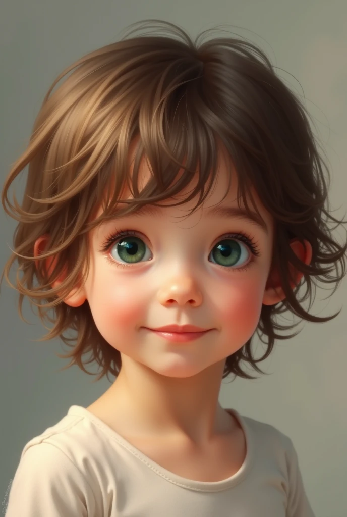 child with brown hair and green eyes