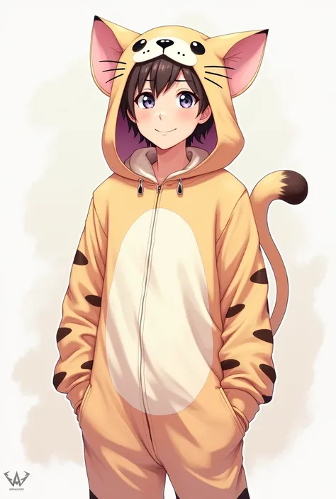 masterpiece, High resolution, anime, young man in kitten costume
