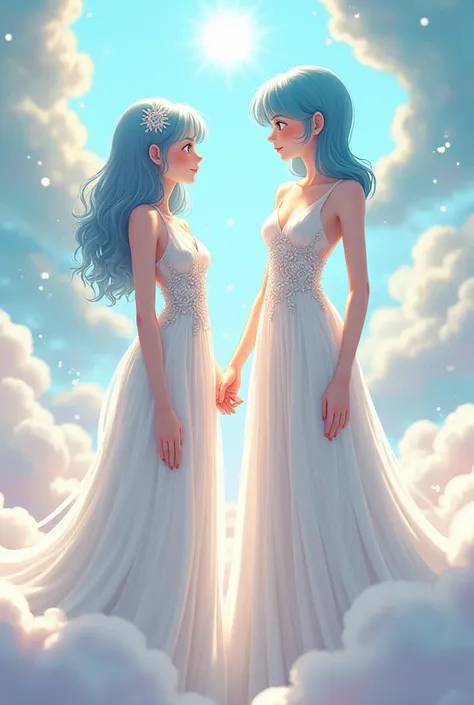 Milk and Bulma in white dress
