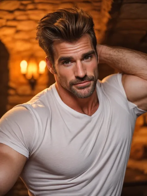 hair, portrait of a ruggedly handsome paladin, muscular, half body, masculine, mature, retrato de un joven, muscular very handso...