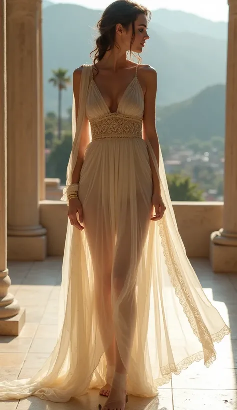 so beautiful, Sheer ancient Greek dress, whole body, 