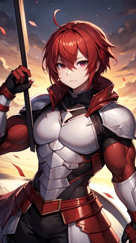 Red Hair,Red Armor,Mashu Kyrielight,Powerful muscles,