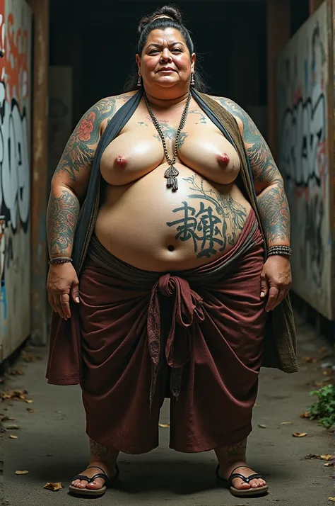 real life big fat mom,kimono、geisha、oiran、bodybuilder、housewife,sex slave_tattoo,oily ,Dirty talk、graffiti、Seeding Press,Dirty talk graffiti on body、Seeding Press,50 years old,(masterpiece, best quality:1.2), 1girl, solo,do sumo-style leg stomps,Big Tit,、B...