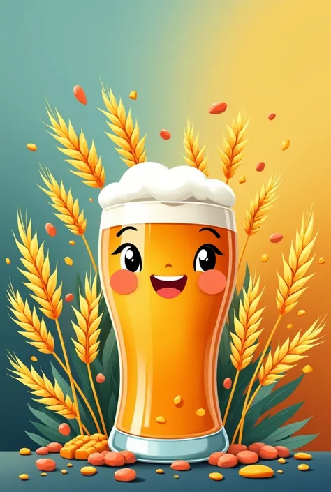 Beer brand named HP BEER with cartoon shaped barley branches