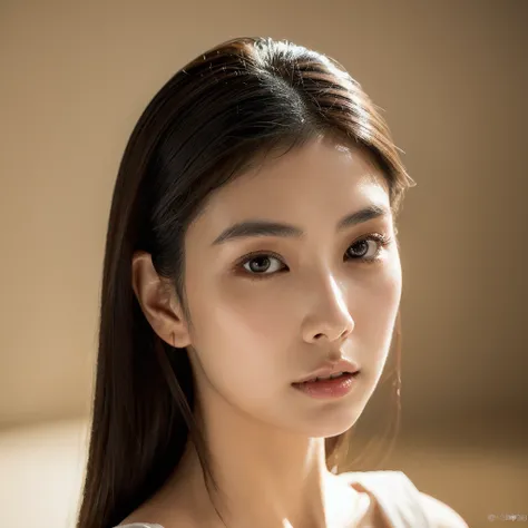 An ethereal and breathtakingly beautiful Japanese model and actress in her early 20s, depicted in an ultra-high-definition 4K close-up that reveals every intricate detail of her facial features. Her skin is hyper-realistic, showcasing a flawless complexion...