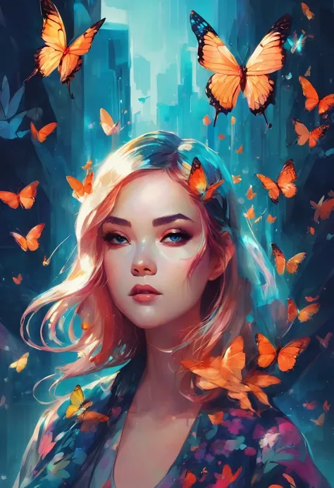 there is a woman with a butterfly in her hand, inspired by Lois van Baarle, loish art style, by Lois van Baarle, lois van baarle and rossdraws, alice x. zhang, inspired by loish, loish van baarle, glossy digital painting, stunning digital illustration, bea...