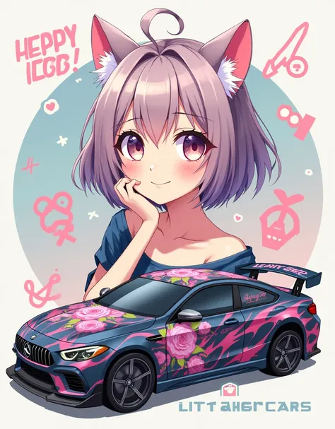 Anime girl with cat ears league of legend car decals 