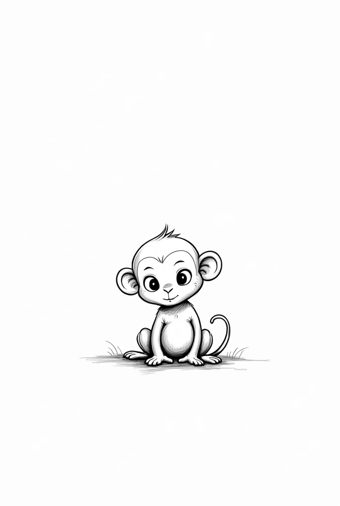 cute little monkey, Let it be a simple drawing and let it be in black and white
