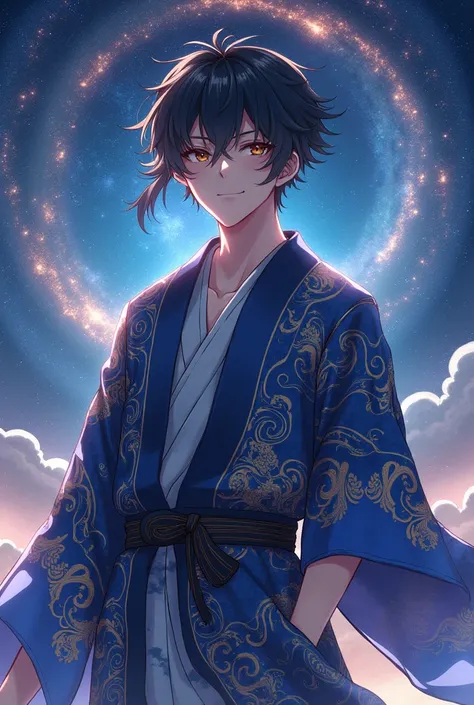 Male character with Megumi&#39;s hair and a haori that resembles the cosmos