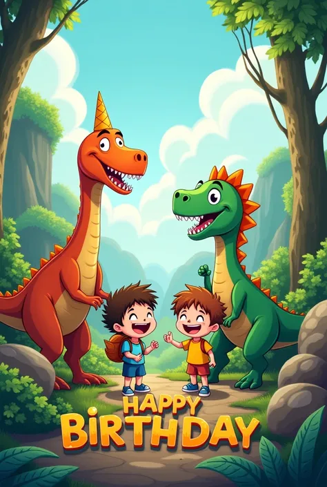 kids happy birthday in dinosaur letters