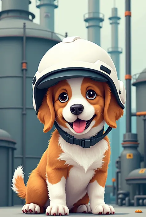 Dog hydrocarbon white safety helmet illustrator