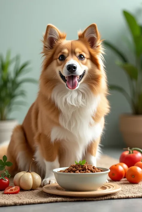 Personalized dog food with fresh and natural ingredients, through an online service, where dog owners can access a variety of feeding options tailored to the individual characteristics of their pet, like the race, Age, the weight, activity level and any pa...