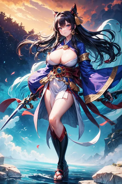 (((Highest quality)))(((Best Image)))(((anatomy)))外見は20代のwoman,Random hair color ,Random hairstyle,Wear a shrine maiden costume,Extreme costumes(((Appearance)))The shape is humanoid,Random Face(Beautiful Face),,Huge breasts,Tight waist,Wearing randomly col...