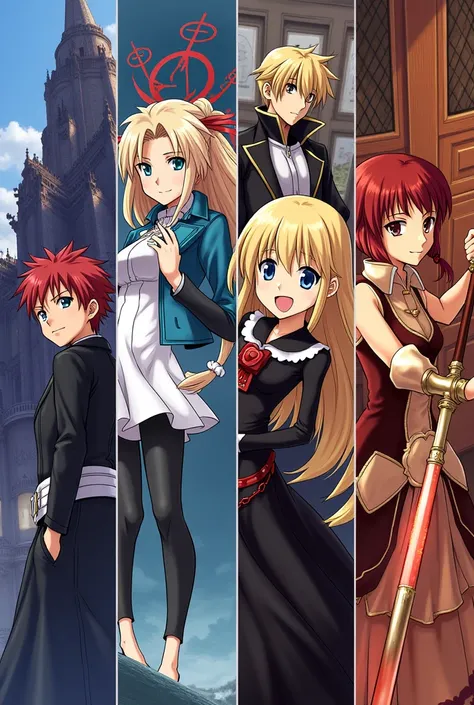 Crea un colage de imagenes del manga de fate series 