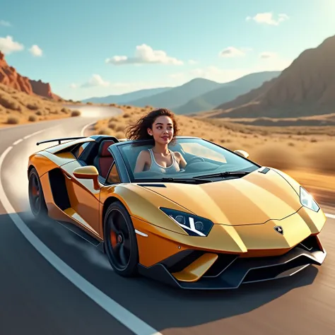 Girl in a Lamborghini,Driving a Lamborghini,Refreshing feeling,Sprint,cute