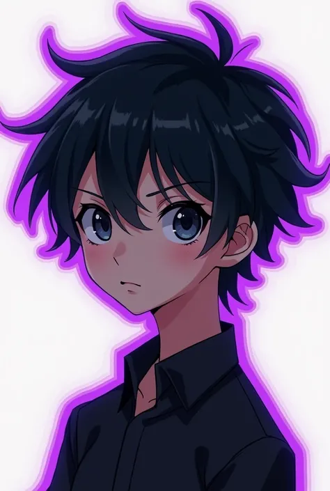 Anime boy black with purple outline
