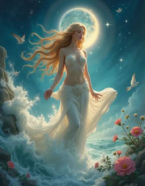 Birth of Venus 🪞#venus #aphrodite #water #art #artaesthetic #women #stars #femalepower #romance #godess #wallpaper #mythology#sensual #naked #venus de milo