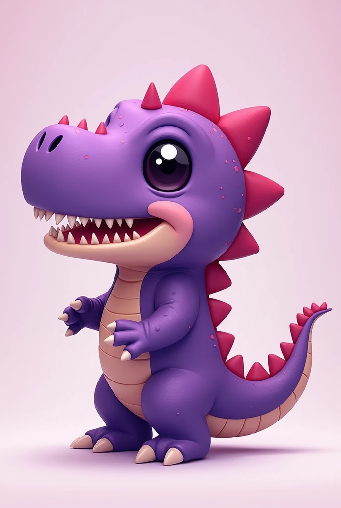 Create an image of Paraguay countryhumans with a purple dinosaur costume, chibi style