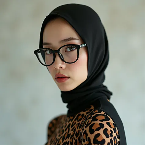 a most beautiful and thin 32 years old chinese contortion woman is wearing a pair of glasses wears leopard lycra footed turtleneck unitard catsuit.She always wear leopard unitard hijab-like hood.She is the most beautiful and has beautiful cheeks.
