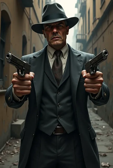 naughty man,fine clothes and hat,with two pistols, Very hurt 