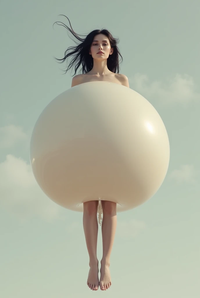 Woman inflated like a balloon