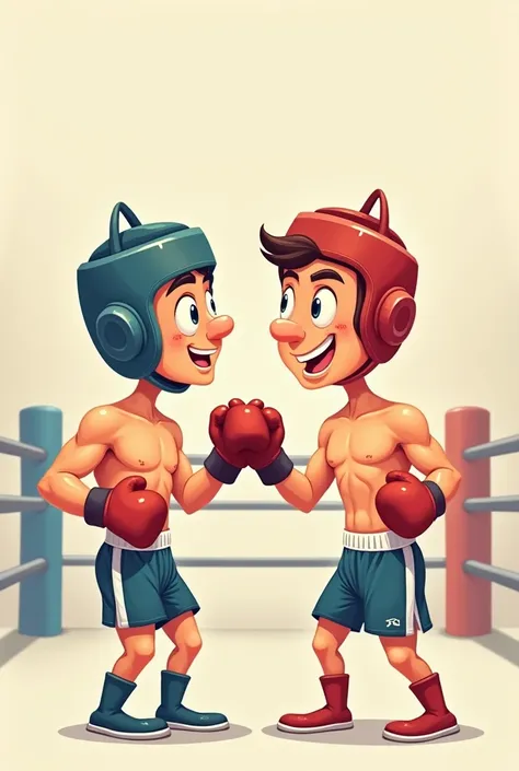 Simple cartoon style illustration of boxers greeting each other 