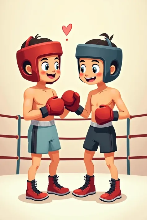 Simple cartoon style illustration of boxers greeting each other 