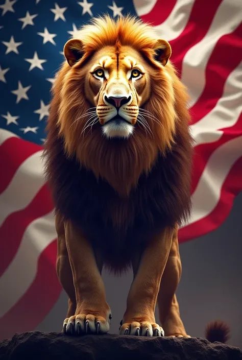 Generate a mascot for my Real America Team Real Lion