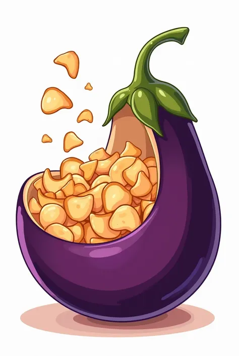 Bowl made of eggplant with eggplant chips inside of it clip art