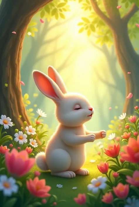 When it returned to flower, Leo the rabbit closed his eyes and made his wish: "I wish that everyone in the forest is happy and that they never lack what they need.."