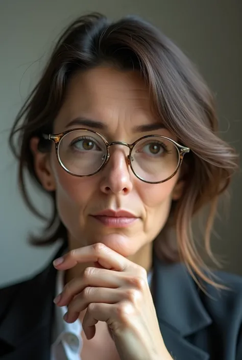 40 year old woman with glasses 